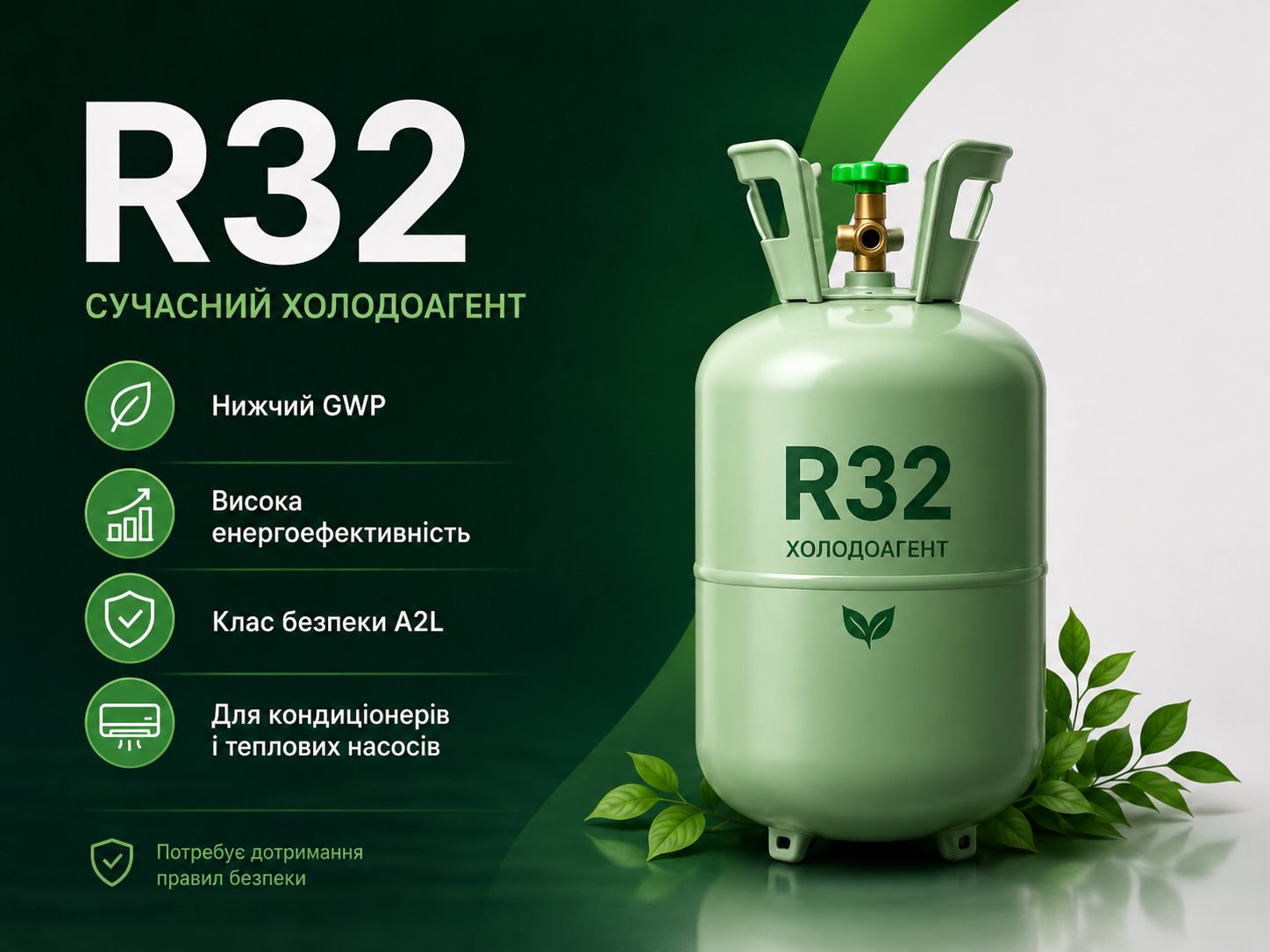 R32 як сучасний холодоагент для кондиціонерів і теплових насосів