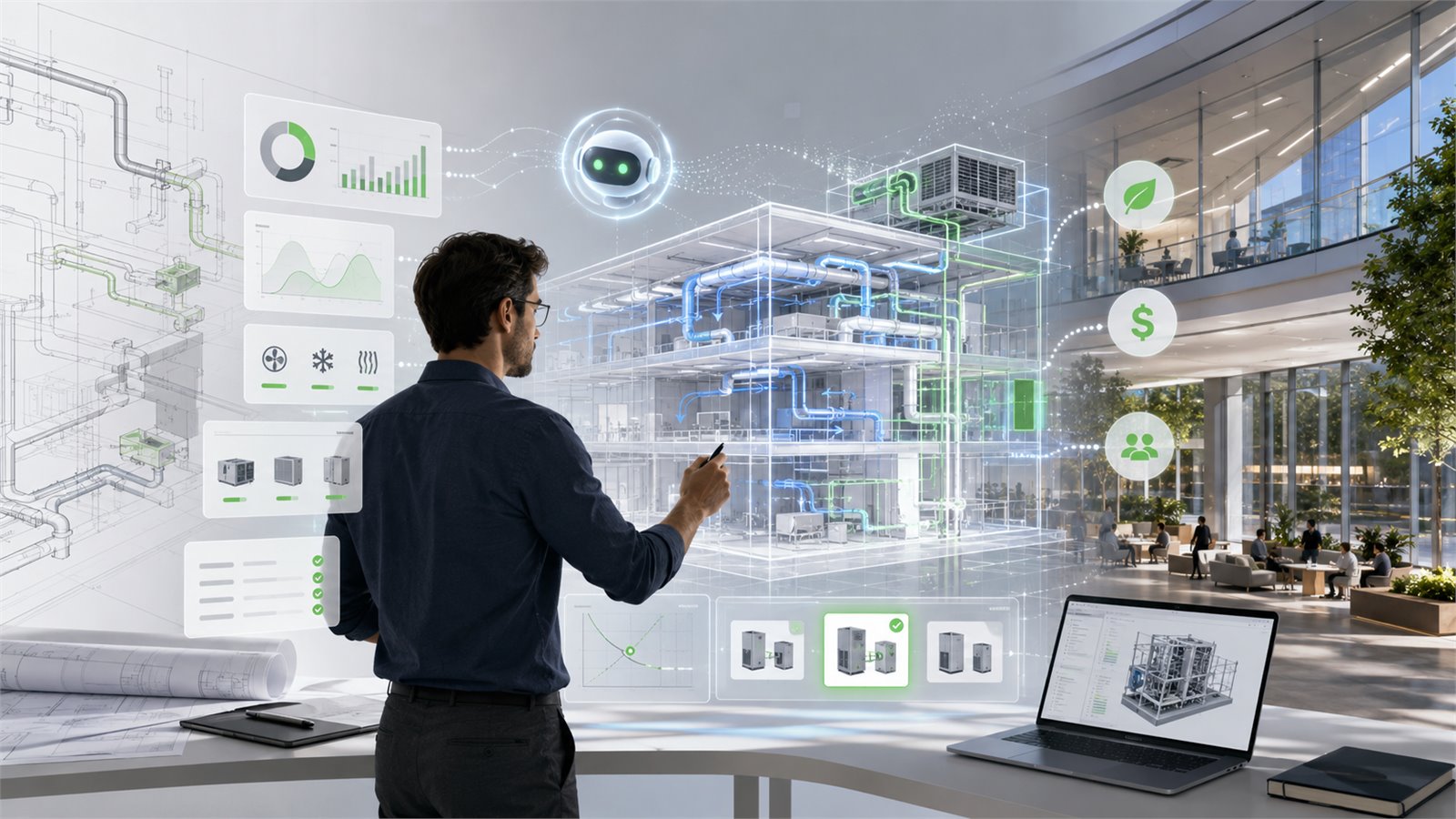 AI допомагає інженеру аналізувати HVAC-системи комерційної будівлі