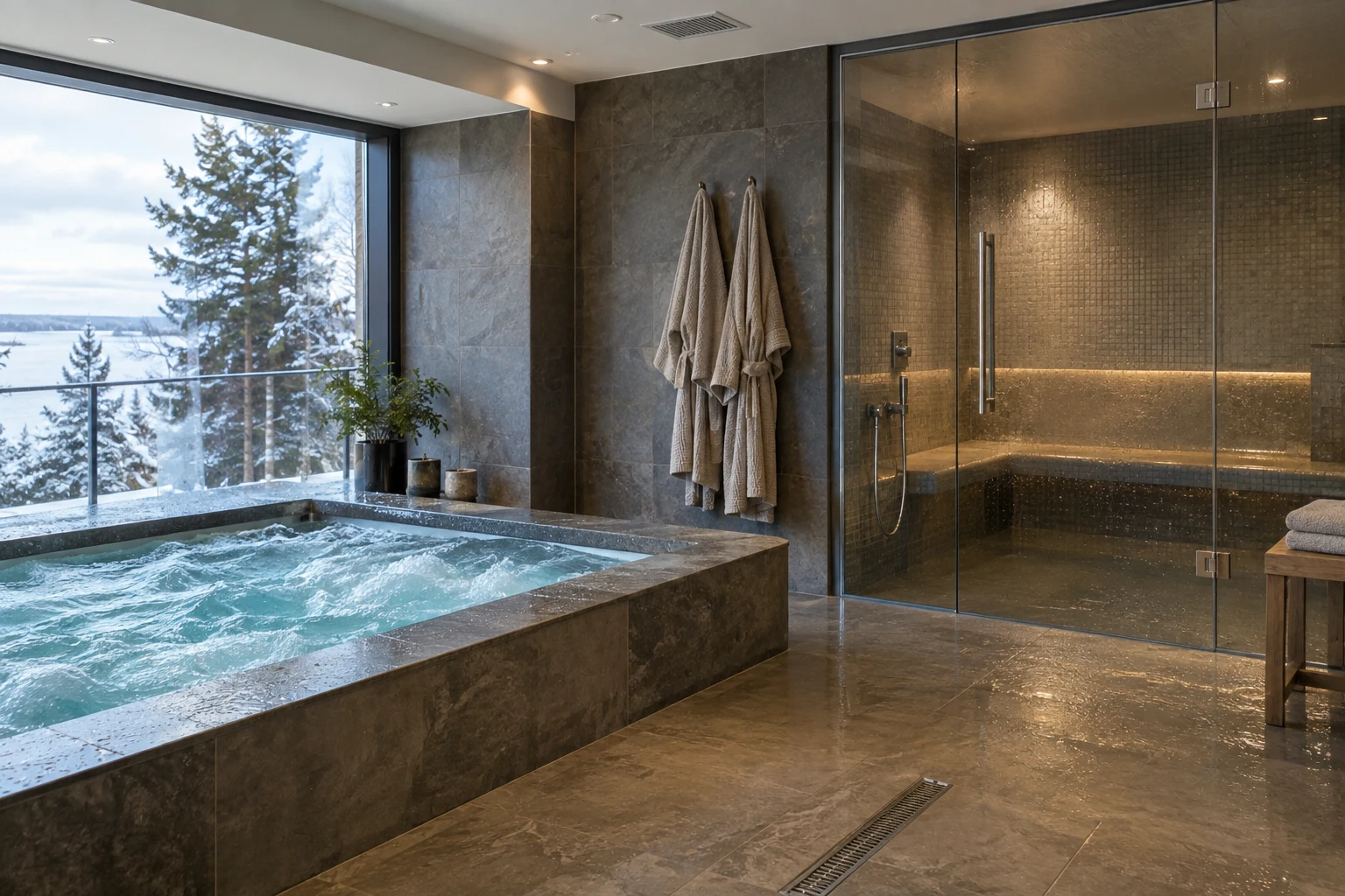 SPA-простір з гідромасажною ванною та окремою паровою кімнатою